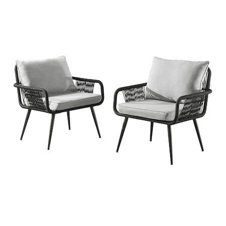 Alaterre Furniture Andover All-Weather Outdoor 29" H Rope Chairs with Light Gray Cushions, Set of Two AWWK02KK